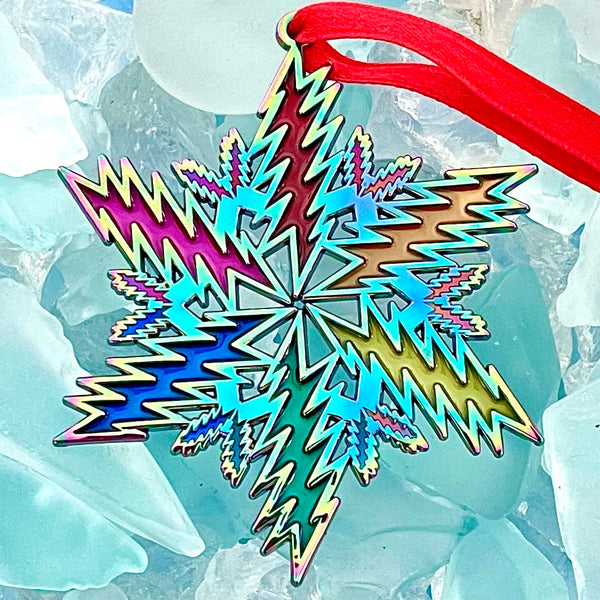 GD Bolt Snowflake Ornament -Rainbow and Rainbow Metal